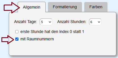 mit Raumnummern auswählen in der Eigenschaften-Box unter 'Allgemein' 'mit Raumnummern' auswählen
